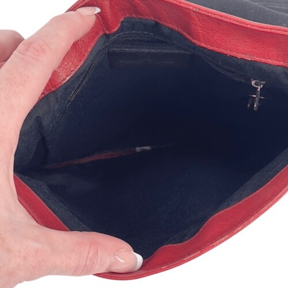 Carmen Steffens Red Studded Leather Crossbody Bag‎ Adjustable Strap - Picture 8 of 15